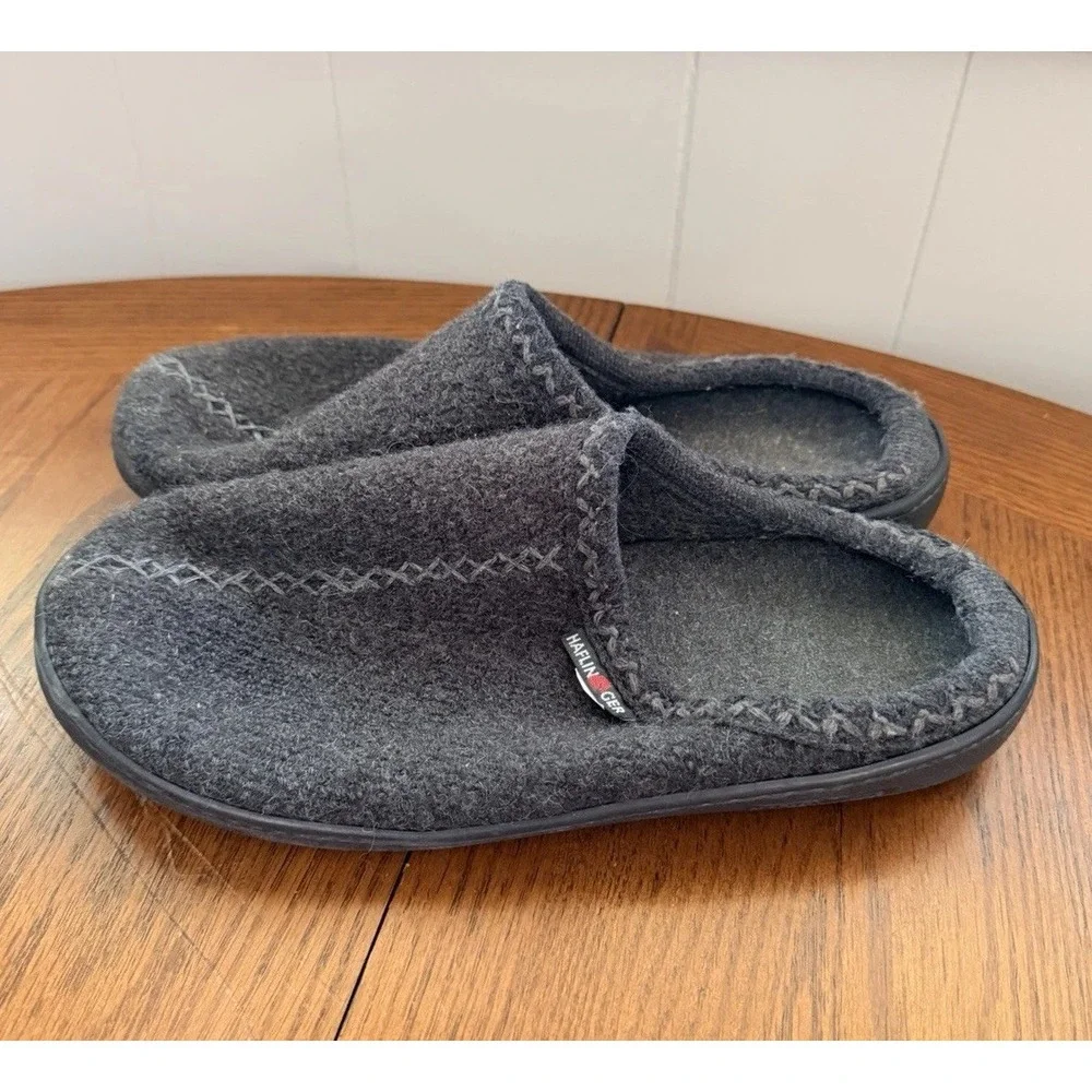 HAFLINGER - Unisex Wool Hard Sole Slippers, Gray, EU 43